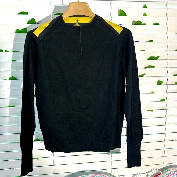 Hermès Paris Boutique Sport silk LeSoleil Royal gold/black sweater top - Picture 1 of 16